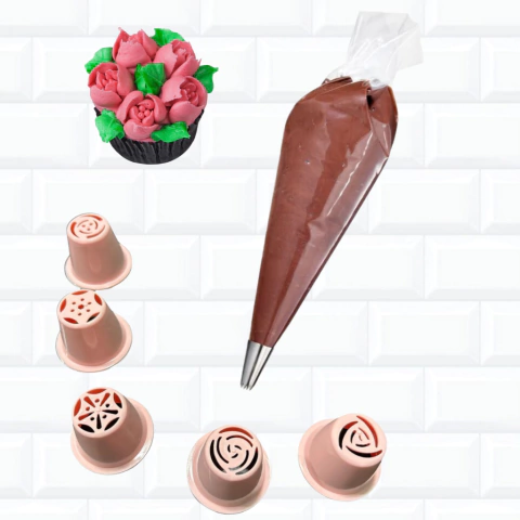 Kit Confeiteiro Bico Russo 5 pç + Saco descartável 6 un 871