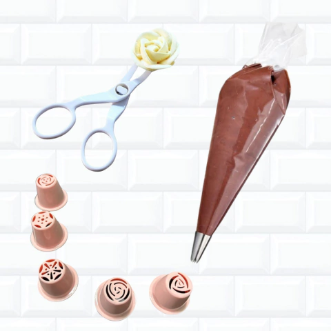 Kit Bico Conf Russo Saco descartável 6 un Tesoura Flor 872