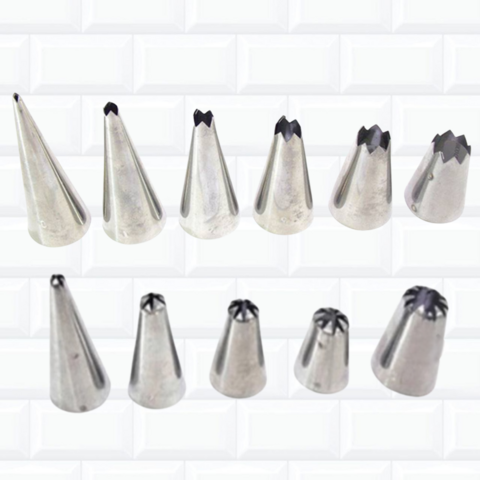 Kit Bicos para Confeitar Inox 6 Crespo + 5 Margarida 888