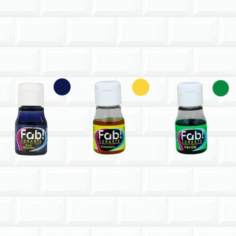 Corante Liquido Alimentício Confeitar Kit 3 Un Decoração Fab 529