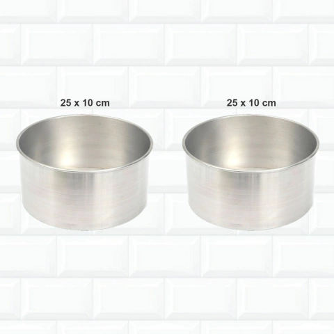 Jogo 2 Formas Assadeira Bolo Redonda Alta 25x10 Alumínio 278