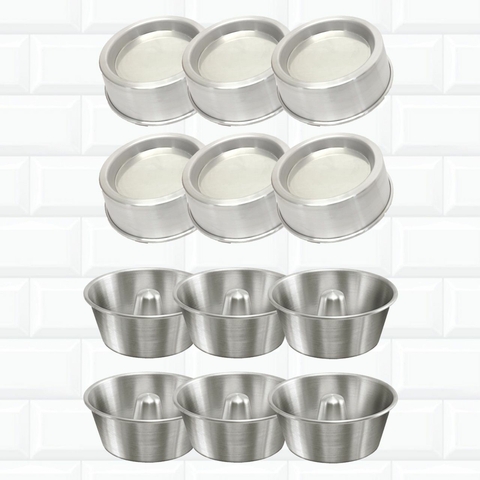 Kit Confeitaria 6 Formas Pudim Vulcão 16cm + 6 Formas Ballerine P 480