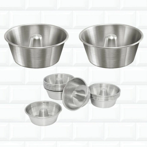 Kit Confeiteiro 2 Formas Pudim + 12 Mini Pudim 56