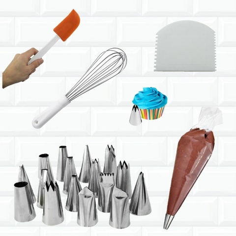 Kit Confeiteiro 22 Bicos + Sacos + Espátula + Brinde 47