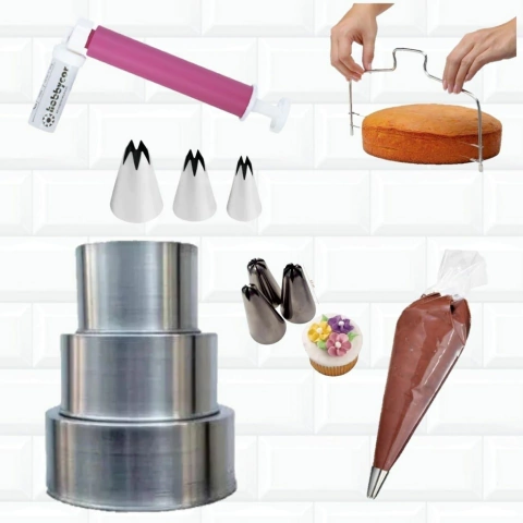 Kit Confeiteiro Pulverizador De Bolo + Formas + Bicos + Saco 156