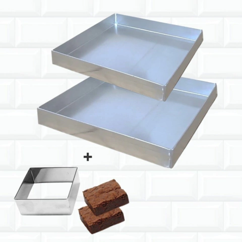 Kit Forma para Brownie 25 cm + 35 cm + Cortador 5 cm 656