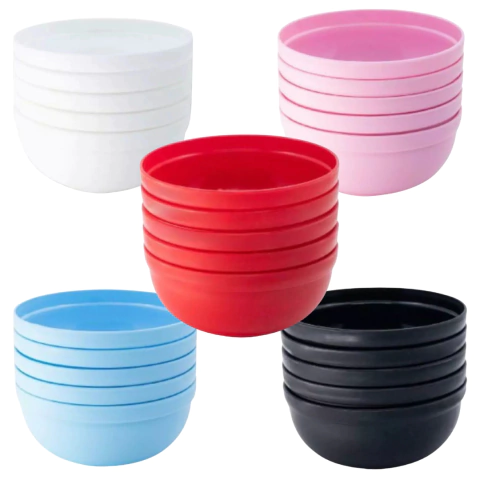 Kit 25 Mini Bowl Tigela Cumbuca 5 Cores Pote 340 ml Colorido