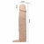 Capa peniana extensora CyberSkin com anel escrotal, medindo 18 x 3,6 cm, em tom de pele.