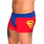 Cueca sensual masculina com cores do Super Homem, mostrando o logo em destaque.