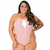 Fantasia Mini Body Colegial Plus Size da Pimenta Sexy, com listras vermelhas e brancas, apresentando um design sensual e moderno.