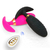 Plug anal recarregável rosa com vibrador e controle remoto, com superfície texturizada e gotas d'água visíveis.