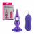 Plug anal roxo com vibrador, 10 modos de vibração, apresentado com embalagem.