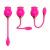 Vibrador de ponto G e clitóris na cor rosa, com design em forma de rosa e três variações de formato.