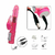 Vibrador rotativo recarregável roxo com pérolas e cabo USB para carregar.