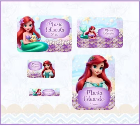 Etiquetas Escolares Ariel A Pequena Sereia