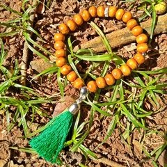 Kit Japamala Colar e Pulseira de Madeira - Verde - comprar online