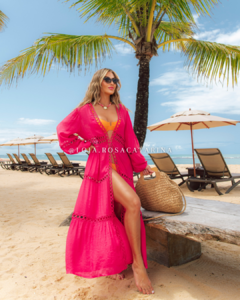 Saída de Praia Longa com Guipure - Rosa Catarina Beachwear