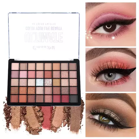 Paleta 40 Cores Glitter Perolado e Matte em Tons Terra e Rosa