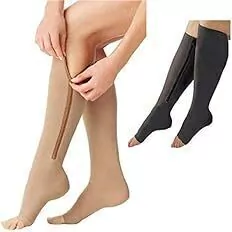 Meias De Compressão 3/4 com Ziper sem Ponteira