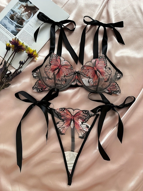 Conjunto de Lingerie Borboleta Sutiâ e Calcinha Sexy ElaShopp