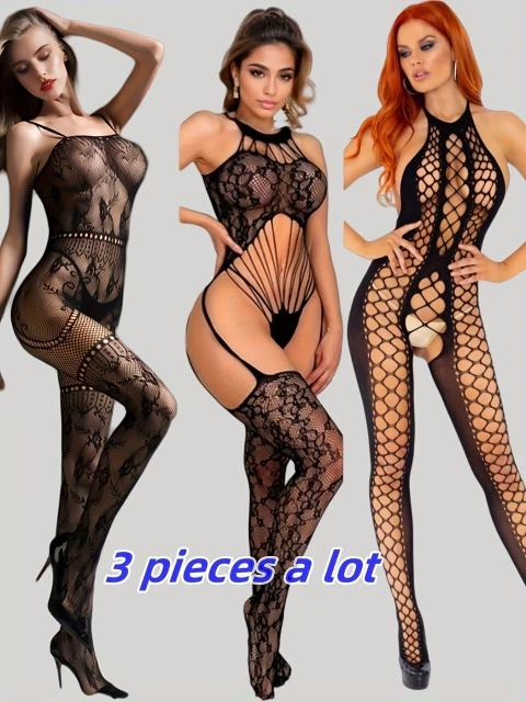 Kit 3pcs Conjunto Bodysuits Sensuais Lingerie ElaShopp