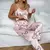 Conjuntos Pijama Ferminino de seda cetim Estampado ElaShopp