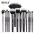 Kit de Pincéis Maquiagem Profissional BEILI Preto - Pó, Base, Mistura