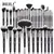 Kit de Pincéis Maquiagem Profissional BEILI Preto - Pó, Base, Mistura - ElaShopp.com
