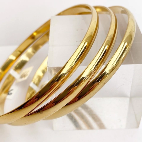 PULSERA ESCLAVA ACERO GOLD ENCHAPADO EN ORO MEDIA CAÑA COD: 166