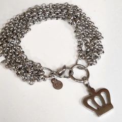 PULSERA ACERO VARIAS VUELTAS CON DIJE CORONA 9654