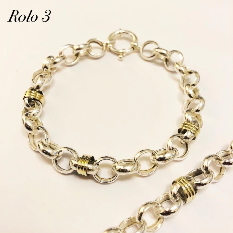 PULSERA PLATA Y ORO ROLO numero 3 9131