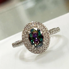 ANILLO TOPACIO MISTICO OVAL CORONADO PLATA 9338 - comprar online