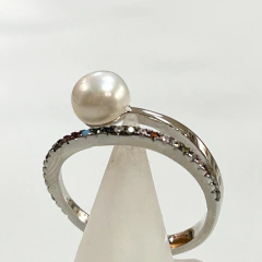 ANILLO MEDIO SIN FIN CON PERLA NATURAL K1088