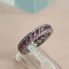 ANILLO PLATA Y RUBIES Y CUBICS SIN FIN ENGARZADO COD 4992 en internet