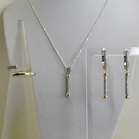 CONJUNTO JOYERIA PLATA Y ORO 18 ORIGEN ITALIA COD 5598