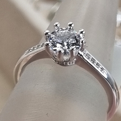ANILLO SOLITARIO PLATA Y CUBIC 6532