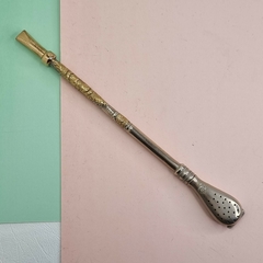 BOMBILLA DE PLATA Y ORO 20CM. COD: 5601