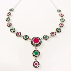 COLLAR TURQUIA PIEDRAS NATURALES PLATA J481 - DEBERNARDI - Joyeria Debernardi