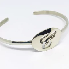 PULSERA ARTESANAL ALPACA CON INICIAL CALADA 6800