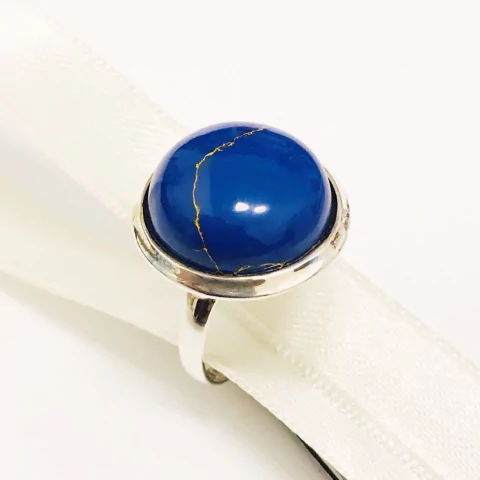 ANILLO EN PLATA CON LAPISLÁZULI REDONDO TIPO CABUJON 3522