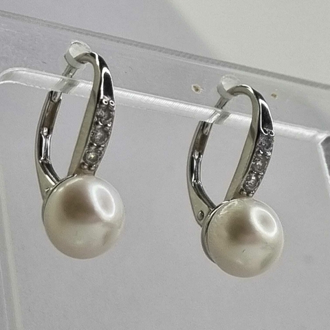 AROS COLGANTE CON BRISURA Y PERLA NATURAL DE RIO