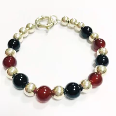 PULSERAS AGATAS, ONIX Y PLATA CON CON CIERRE MARINERO 8020