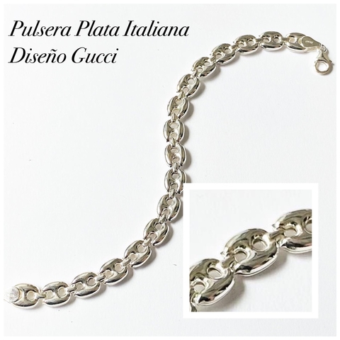 PULSERA PLATA ESLABON GUCCI inflada italiana 9975