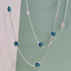 CADENA COLLAR PLATA OJOS TURCOS K5017 - comprar online