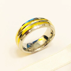 ANILLO ACERO COMBINADO CON ENCHAPADO ORO 4001