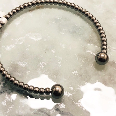 PULSERA MEDIA ESCLAVA ACERO CON BOLITAS COD: 7853