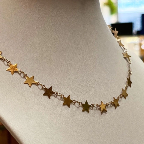 COLLAR GARGANTILLA ACERO ROSE CON ESTRELLAS K2710