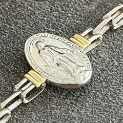 PULSERA PLATA Y ORO CON MEDALLA VIRGEN MILAGROSA K1878 - comprar online