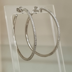 AROS DE PLATA GRANDES ARGOLLA ABRILLANTADA LIVIANA K2288