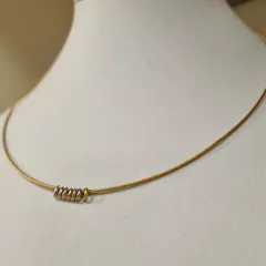 COLLAR CADENA RIGIDA ORO 18K CON DONAS DE ORO BLANCO AU257